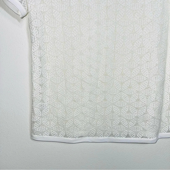 Ann Taylor LOFT White Jacquard Floral Print Semi-sheer Top Medium Petite Women’s - Picture 5 of 11